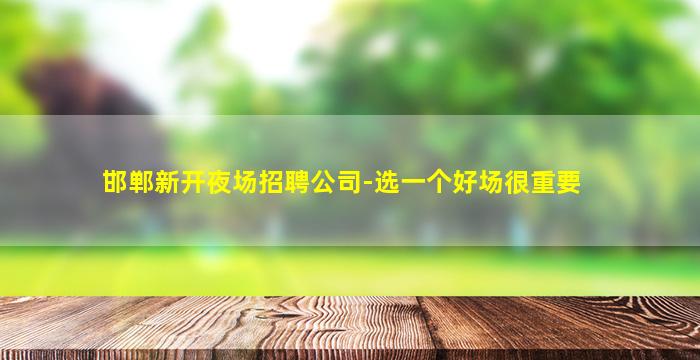 邯郸新开夜场招聘公司-选一个好场很重要